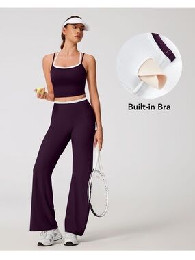 Workout Sets for Women 2 Piece, Padded Tank & Flare Pants M.2955/bb12-3